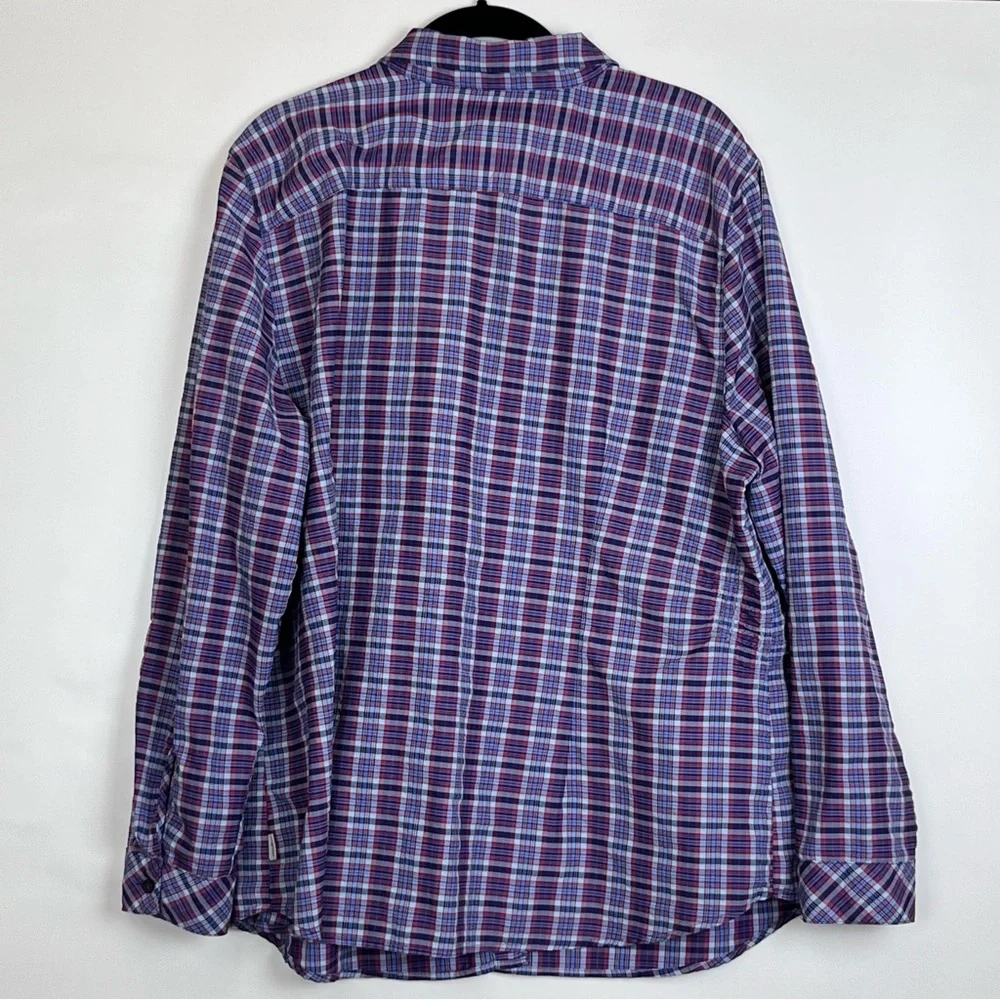 Eddie Bauer Shirt Women’s 3X Purple Pink Plaid Adventurer Roll-Tab Sleeve READ
